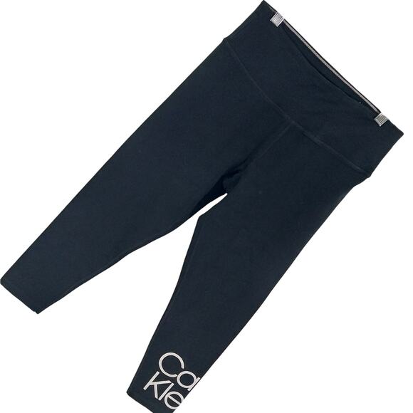 CALVIN KLEIN! SUPER LUXE BLACK & WHITE LOGO LEG, ULTRA STRETCH LEGGINGS! SZ L - Picture 10 of 10
